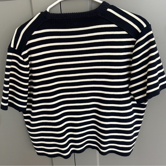 Massimo Dutti Navy Blue and Cream Striped Knit Cardigan! - Picture 4 of 7